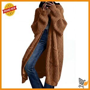 Oversized Long Cardigan Sweater Coat with Pockets, Cozy Winter Knit